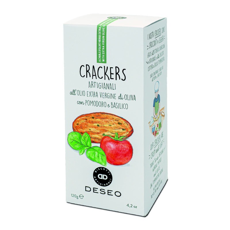 DESEO extra virgin olive oil crackers tomato and basil 120gr