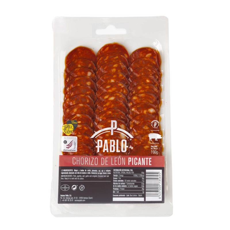 CECINAS PABLO Chorizo de Leon Piccante Affettato 100 gr.