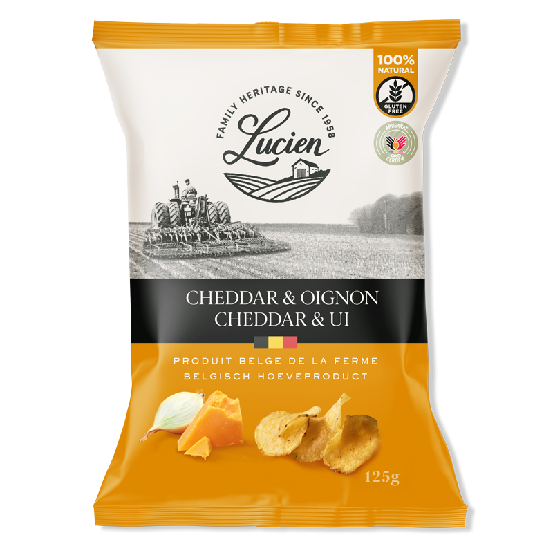 LUCIEN CHIPS cheddar & onion 125gr