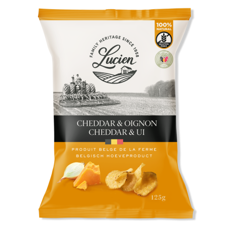 LUCIEN CHIPS cheddar & onion 125gr