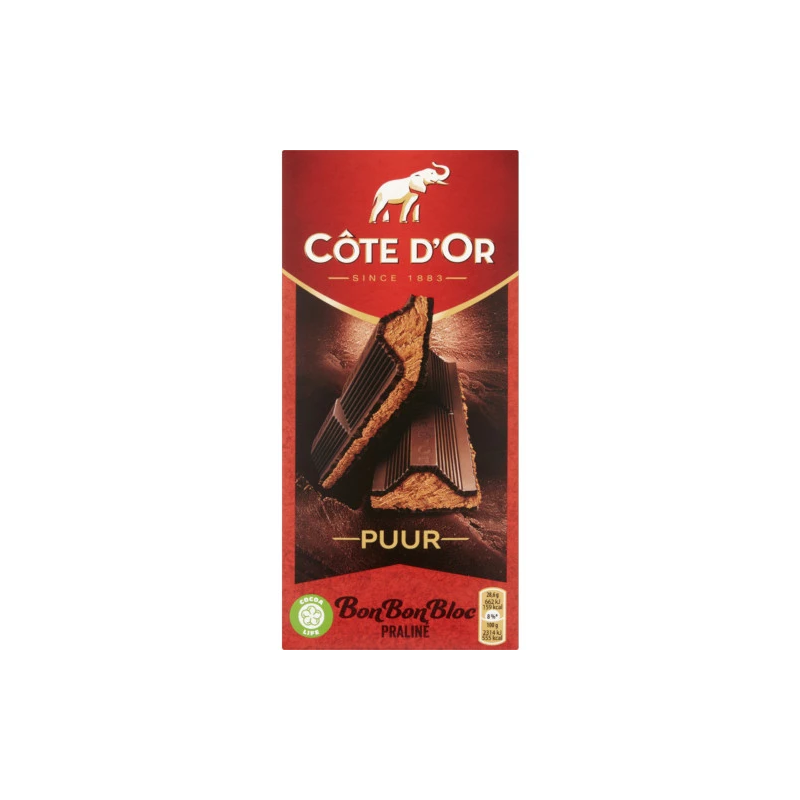 Cote D'OR Dark Chocolate Bar Filled with Praline 200gr