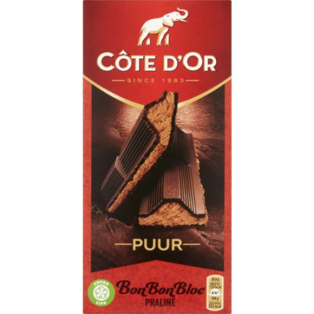 Cote D'OR Dark Chocolate Bar Filled with Praline 200gr