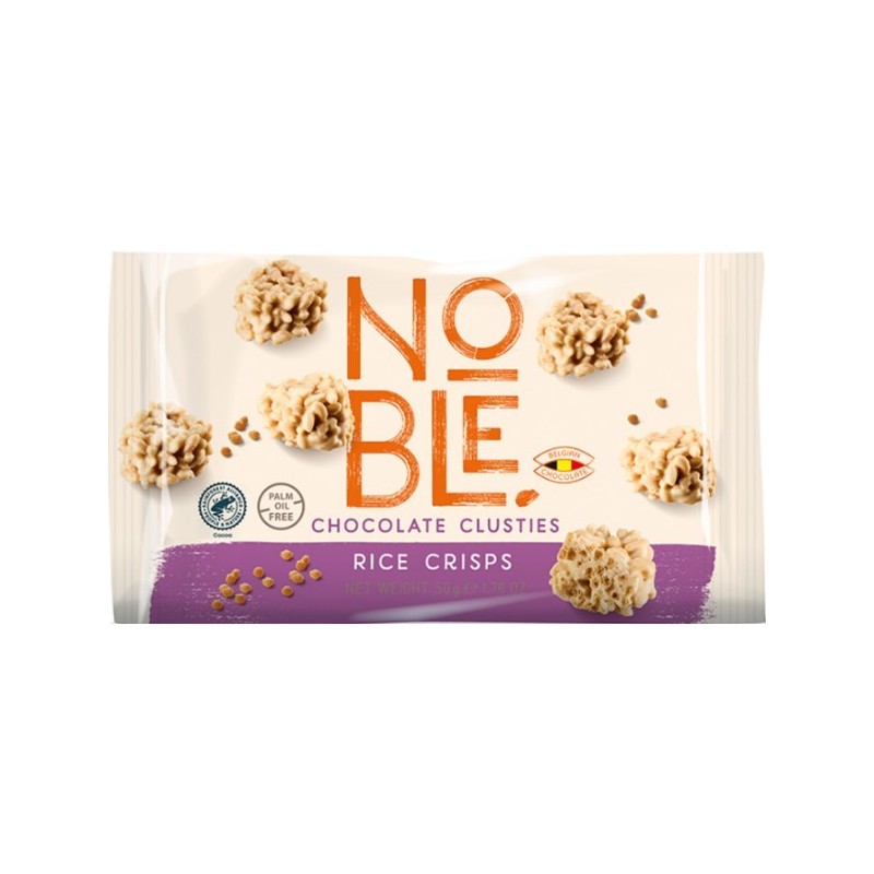NOBLE chocolate clusters rice crisps white chocolate 50gr