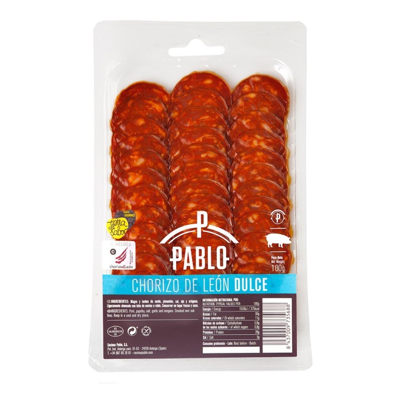 CECINAS PABLO Chorizo de Leon Dulce Affettato 100 gr.