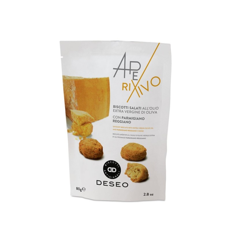 DESEO αλμυρά μπισκότα με parmigiano reggiano και με έξτρα παρθένο ελαιόλαδο 80gr (ΧΩΡΙΣ ΑΥΓΑ)