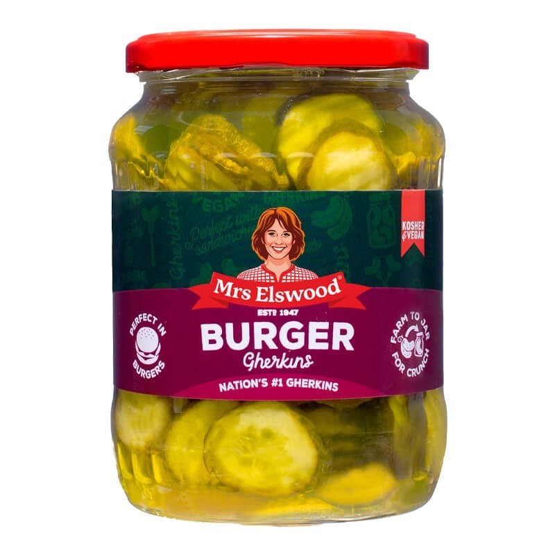 Mrs Elswood αγγουράκια τουρσί για μπέργκερ 670gr